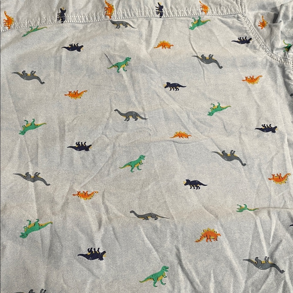 Boys Button-down Shirt Carter's cotton blue Collared dinosaur print T Rex size 8 - Picture 6 of 6